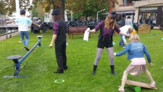 Circus Workshop Leaders with children