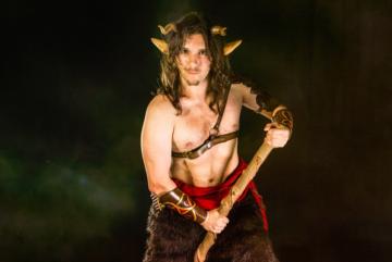 Helter Skelter Fantasy theme faun stilt walker