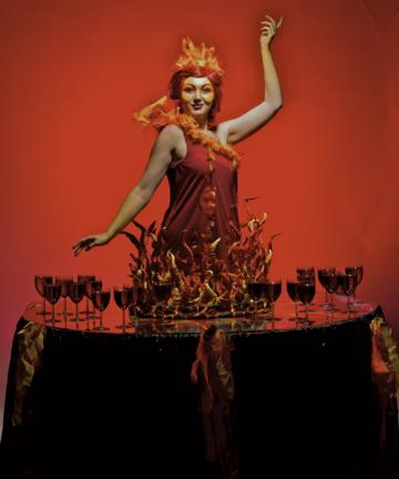 Helter Skelter Halloween Fire Nymph Living Table