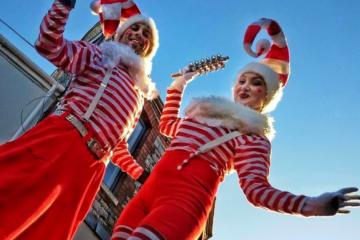 Helter Skelter Theme Christmas Elves on stilts