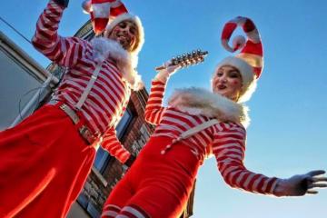 Helter Skelter Theme Christmas Elves on stilts